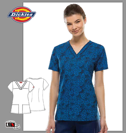 Dickies EDS Printed On The Dance Floral V-Neck Top - Click Image to Close