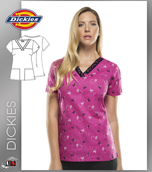 Dickies EDS Printed Just Flying Around V-Neck Top - Click Image to Close