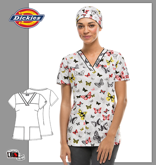 Dickies EDS Printed Just Wingin' It V-Neck Top - Click Image to Close