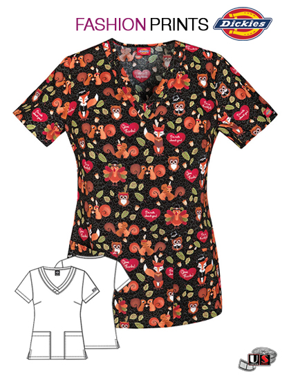 Dickies Printed I'm Nuts About You V-Neck Top - Click Image to Close