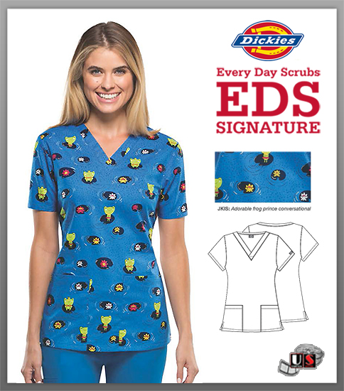 Dickies EDS Just One Kiss Printed V-Neck Top - Click Image to Close