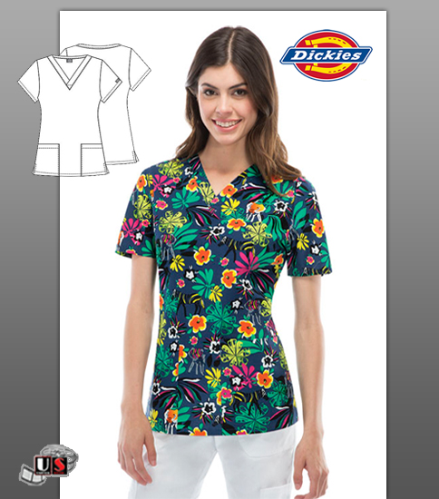 Dickies Printed A Jungle Out There V-Neck Top - Click Image to Close