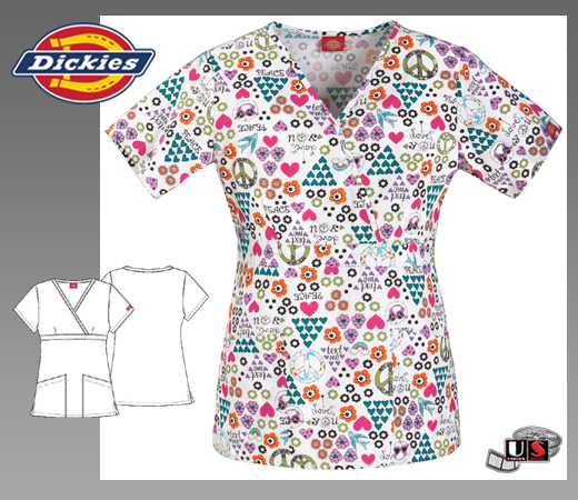 Dickies Printed Mock Wrap Top in Peace Offering - Click Image to Close