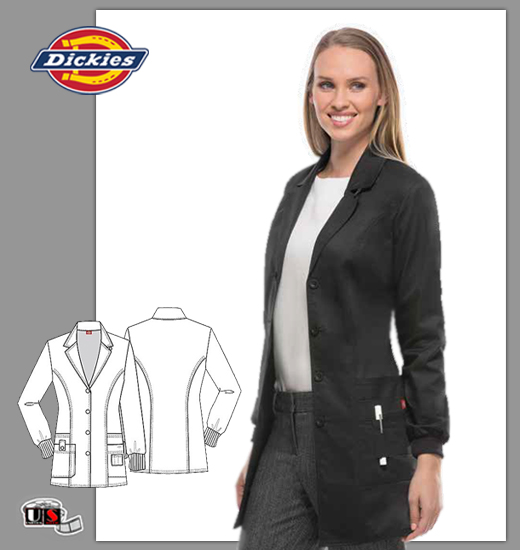 Dickies Youtility 32" Jr. Fit Lab Coat Black - Click Image to Close