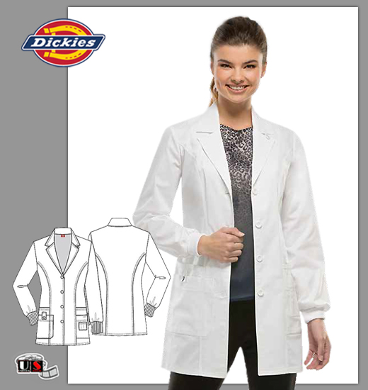 Dickies Youtility 32" Jr. Fit Lab Coat White - Click Image to Close