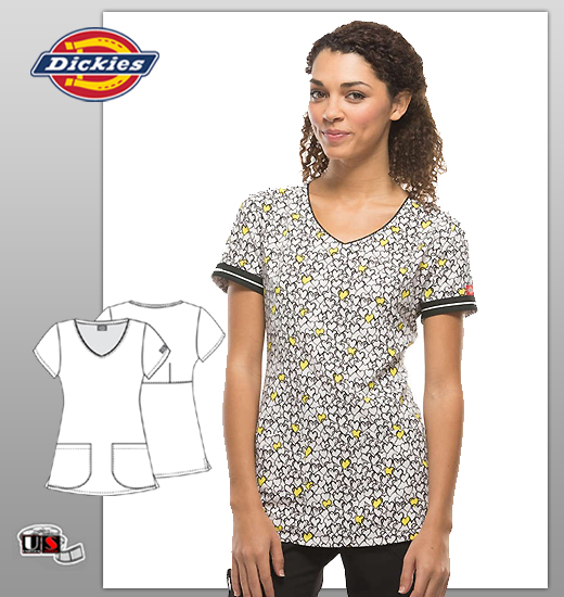 Dickies Xtreme Stretch Printed From Heart To Finish V-Neck Top - Click Image to Close