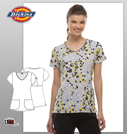 Dickies Xtreme Stretch Printed What A Breeze V-Neck Top - Click Image to Close