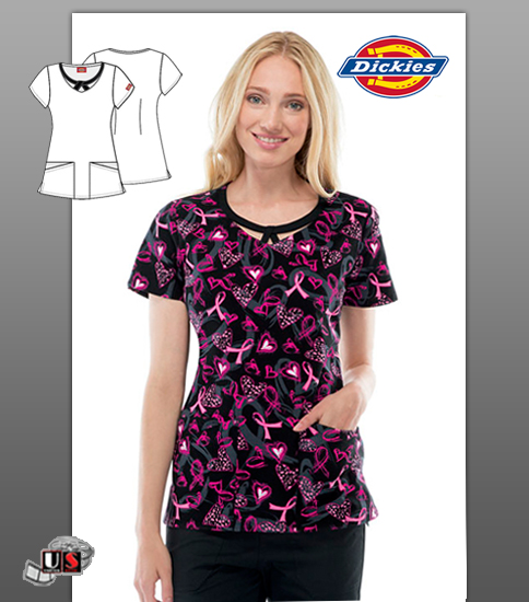 Dickies Printed Care and Love Round Neck Top - Click Image to Close