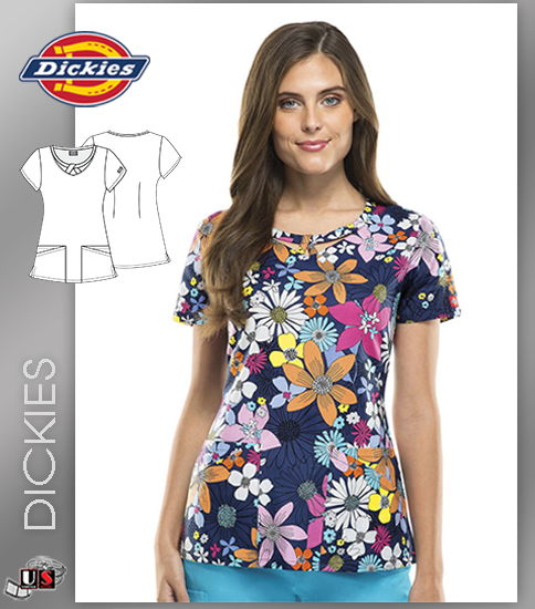 Dickies Printed I'm Daisy About You Round Neck Top - Click Image to Close