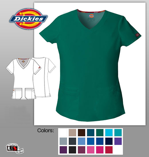 Dickies EDS Jr. Fit Signature Dickies Logo Twill Tape V-Neck Top - Click Image to Close