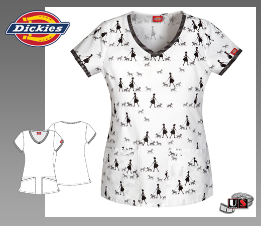 Dickies Fashion V-Neck Top in Pawsitive Attraction - Click Image to Close