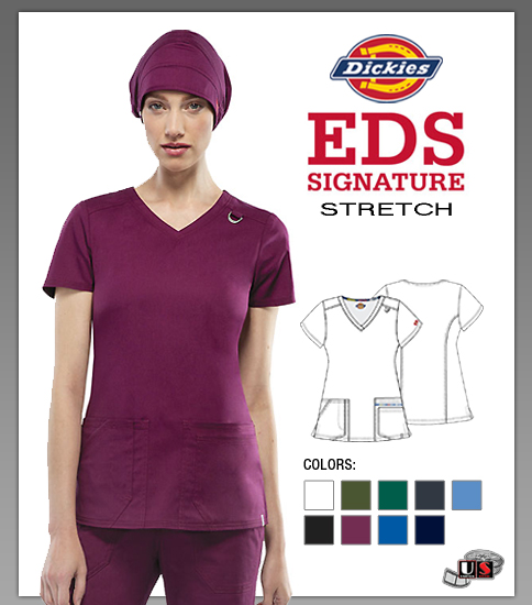 Dickies EDS Signature Stretch V-Neck Top - Click Image to Close