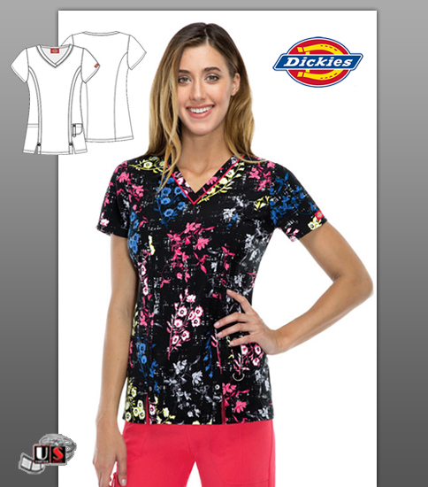 Dickies Printed Grow On You V-Neck Top - Click Image to Close