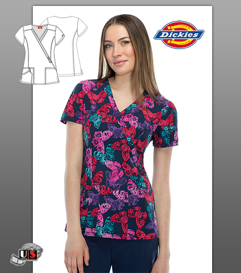 Dickies Printed With Flying Colors Mock Wrap Top - Click Image to Close