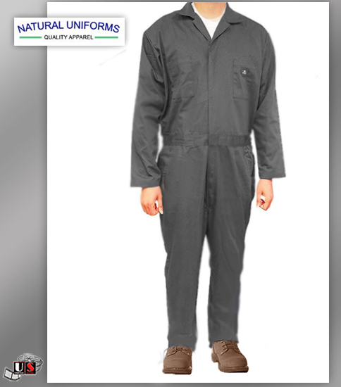 Natural Uniforms Workwear Mens Long Sleeve Blended Work Coverall - Click Image to Close