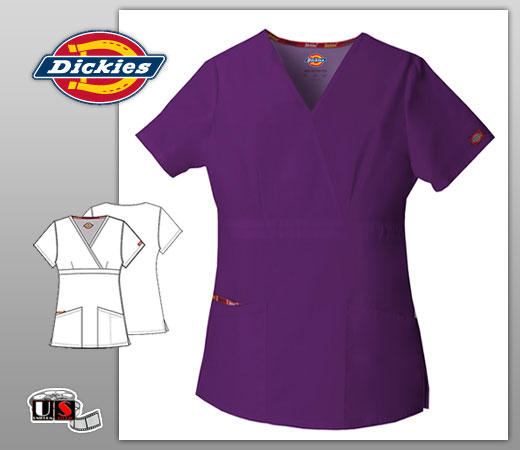 Dickies EDS Signature Missy Fit Empire Waist Mock Wrap Top - Click Image to Close