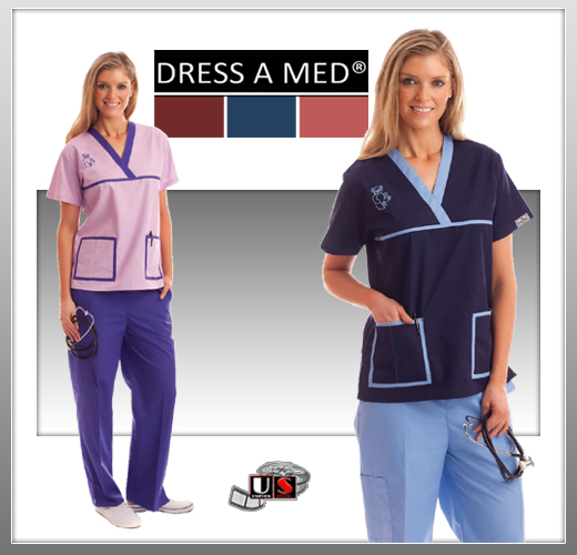 Dress A Med Solid Premium Sporty V-Neck 2 Pocket Top Set - Click Image to Close