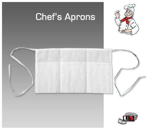 Chef's Popular 3-Pocket Waist Apron - White - Click Image to Close