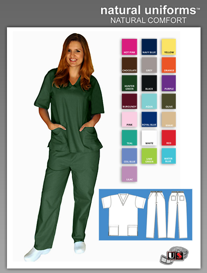 Natural Uniforms Two Piece Scrub Suit - Hunter - Click Image to Close