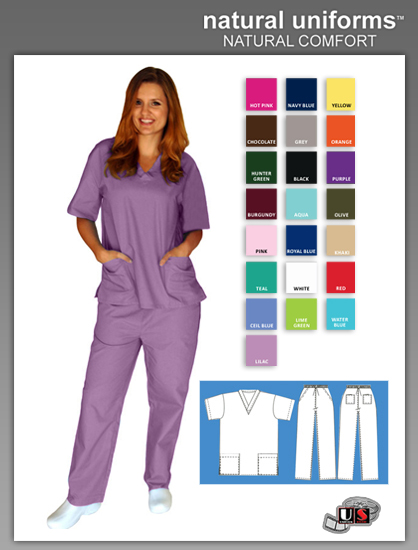 Natural Uniforms Two Piece Scrub Suit - Lilac - Click Image to Close