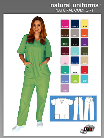 Natural Uniforms Two Piece Scrub Suit - Lime Green - Click Image to Close