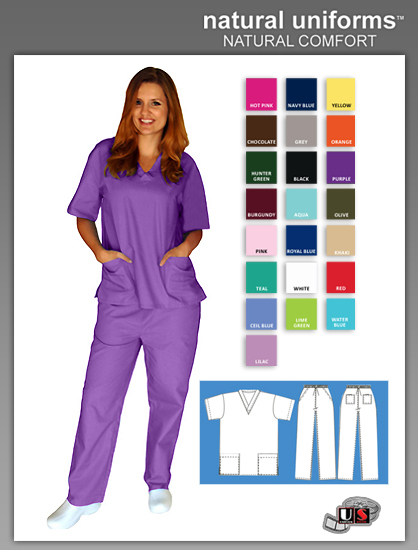 Natural Uniforms Two Piece Scrub Suit - Purple - Click Image to Close