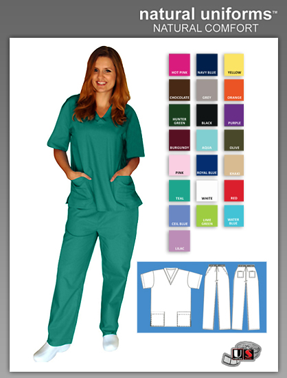 Natural Uniforms Two Piece Scrub Suit - Teal - Click Image to Close