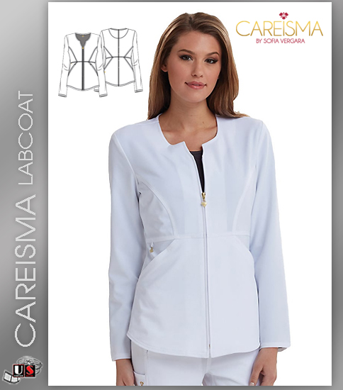 Careisma Women's Solid Notched Crew Zip Front Warm Up Jacket - Click Image to Close