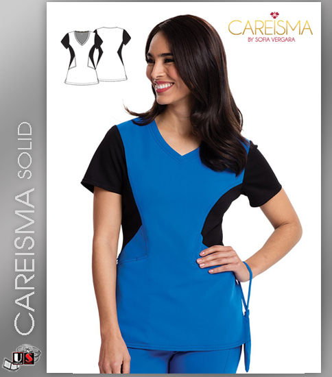 Careisma Women's Solid Women's V-Neck Short Sleeve Top - Click Image to Close