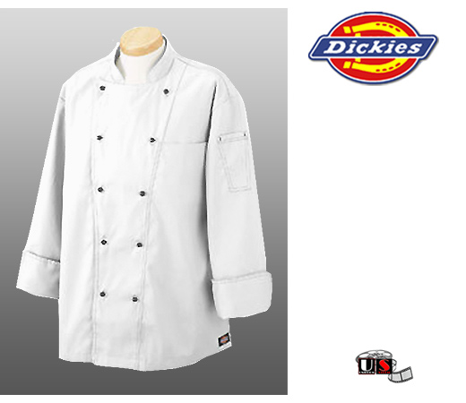 Dickies Executive Chef Coat Jacket with Black Top-Stich - Click Image to Close