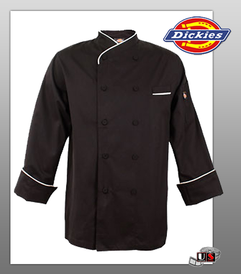 Dickies Moreno Chef Coat - Black - Click Image to Close