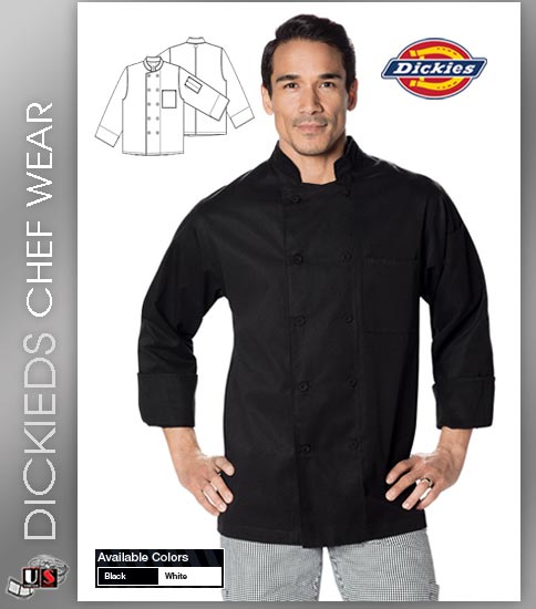 Dickies Chef Unisex Classic 2 Pockets Cloth Covered Button Chef - Click Image to Close