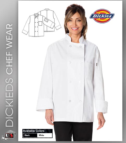 Dickies Chef Unisex Classic 2 Pockets Eight Button Chef Coat - Click Image to Close