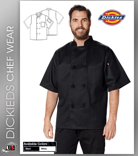 Dickies Chef Wear Unisex Classic 2 Pockets Knot Button Chef Coat - Click Image to Close
