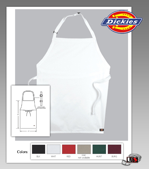 Dickies Chef Unisex 1 Pocket Cobbler Bib Apron - Click Image to Close