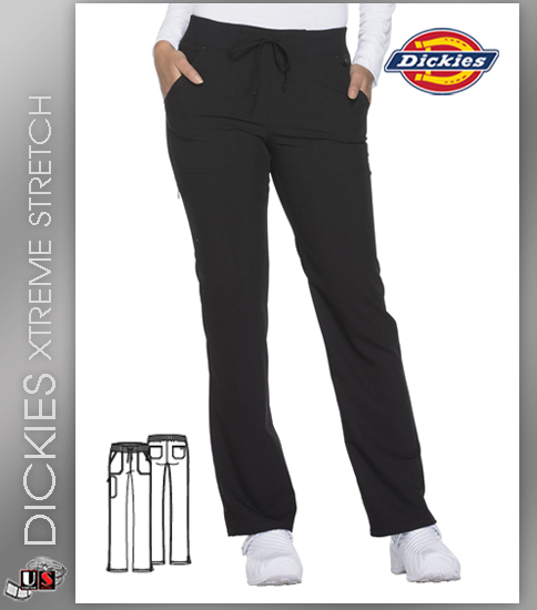 Dickies Xtreme Stretch Mid Rise Straight Leg Drawstring Pant Blk - Click Image to Close