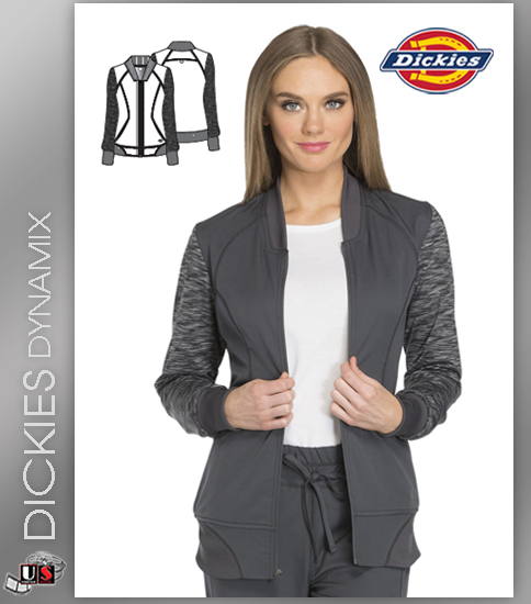 Dickies Dynamix Women's Zip Front Warm-Up Jacket Pewter - Click Image to Close