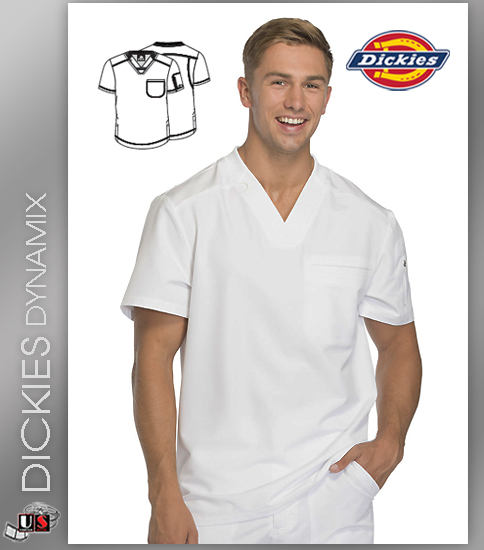 Dickies Dynamix Men's V-Neck Solid Scrub Top - Click Image to Close