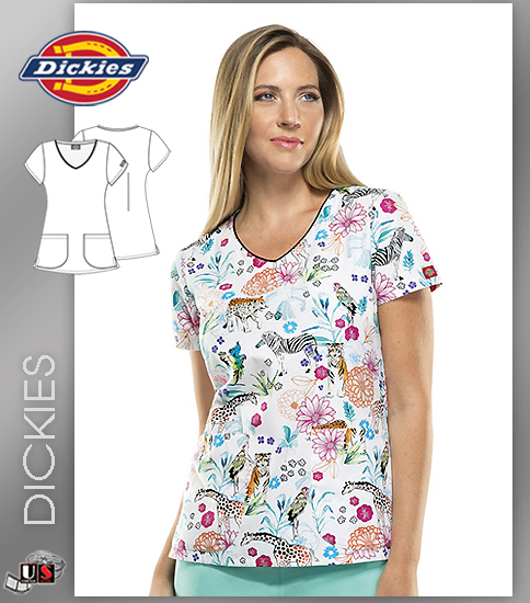 Dickies EDS Printed A Little Wild Jr. Fit V-Neck Top - Click Image to Close