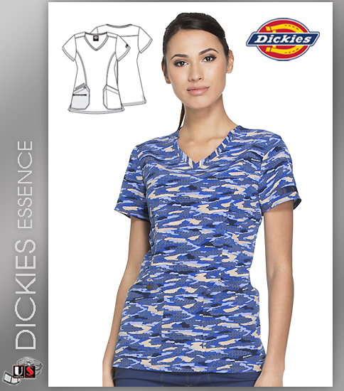 Dickies Essence Womens Get Back in Line Navy V-Neck Top - Click Image to Close