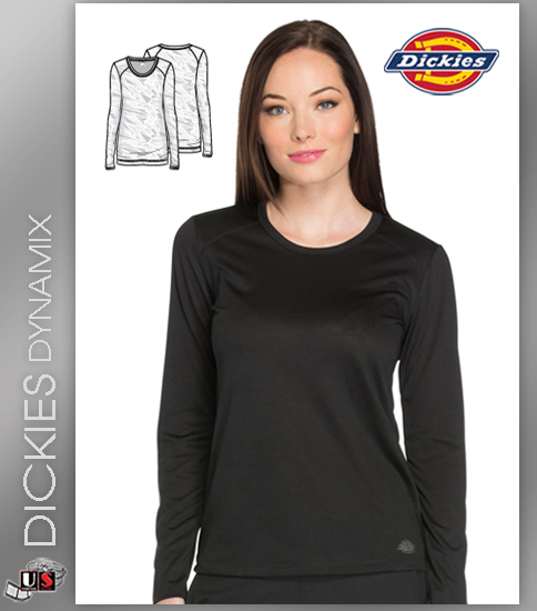 Dickies Dynamix Womens Long Sleeve Underscrub Knit Tee - Click Image to Close