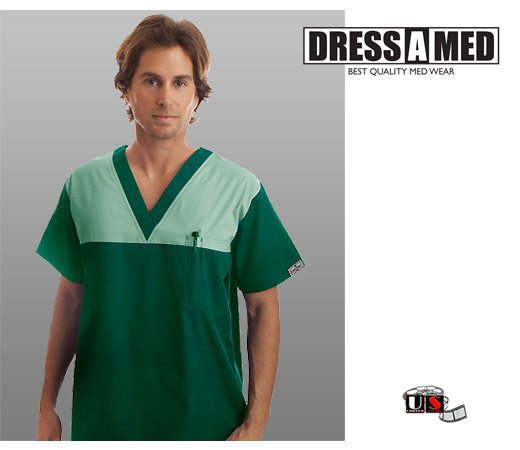 Dress A Med Premium Set Nursing V-Neck Uniform - Hunter - Click Image to Close