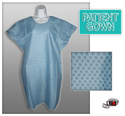 Patient Gown - Blue - Click Image to Close
