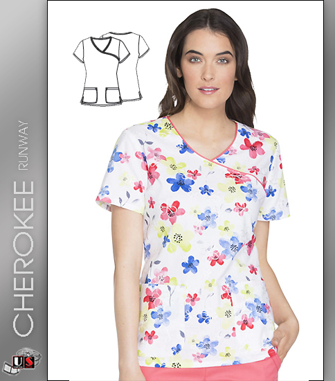 Cherokee Runway Magnificent Meadow Women's V-Neck - Click Image to Close