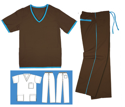 Contrast Trim Set - Chocolate & Water Blue - Click Image to Close