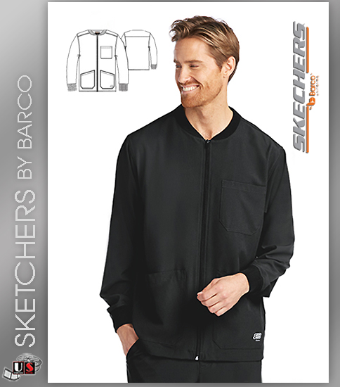 Sketchers Scrubs Men's Structure Warm-Up Jacket - Click Image to Close