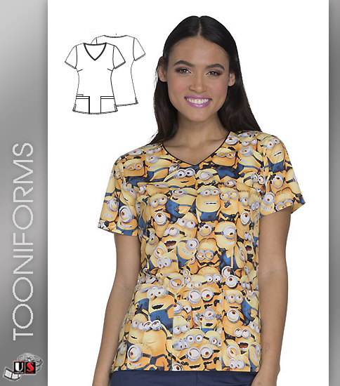 Cherokee Tooniforms Millions Of Minions Women's V-Neck - Click Image to Close