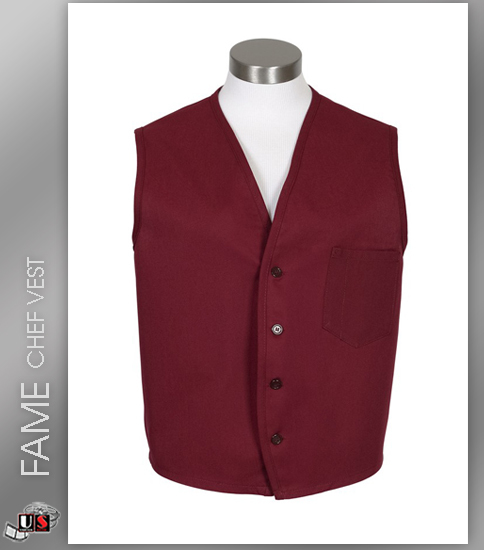 FAME Chef Unisex Vests Most Popular - Burgundy - Click Image to Close