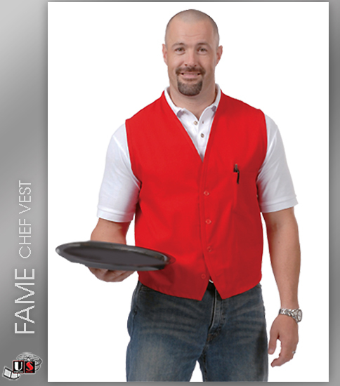 FAME Chef Unisex Vests Most Popular - Red - Click Image to Close