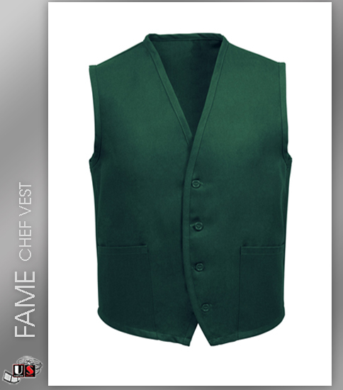 FAME Chef Unisex 2 Pocket Vest - Hunter Green - Click Image to Close